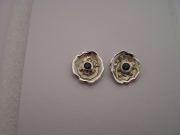 Silver & 18ct Gold stud earrings with green Sapphires