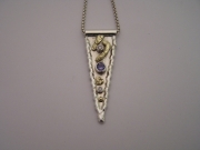 Silver & 18ct gold pendant with one Tanzanite and 2 Diamonds
